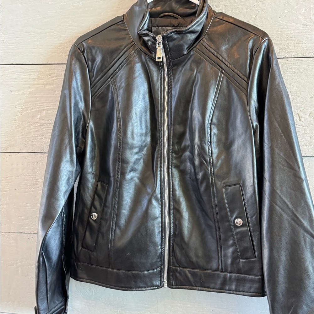 Vince Camuto Black Faux Leather Jacket Timeless Design